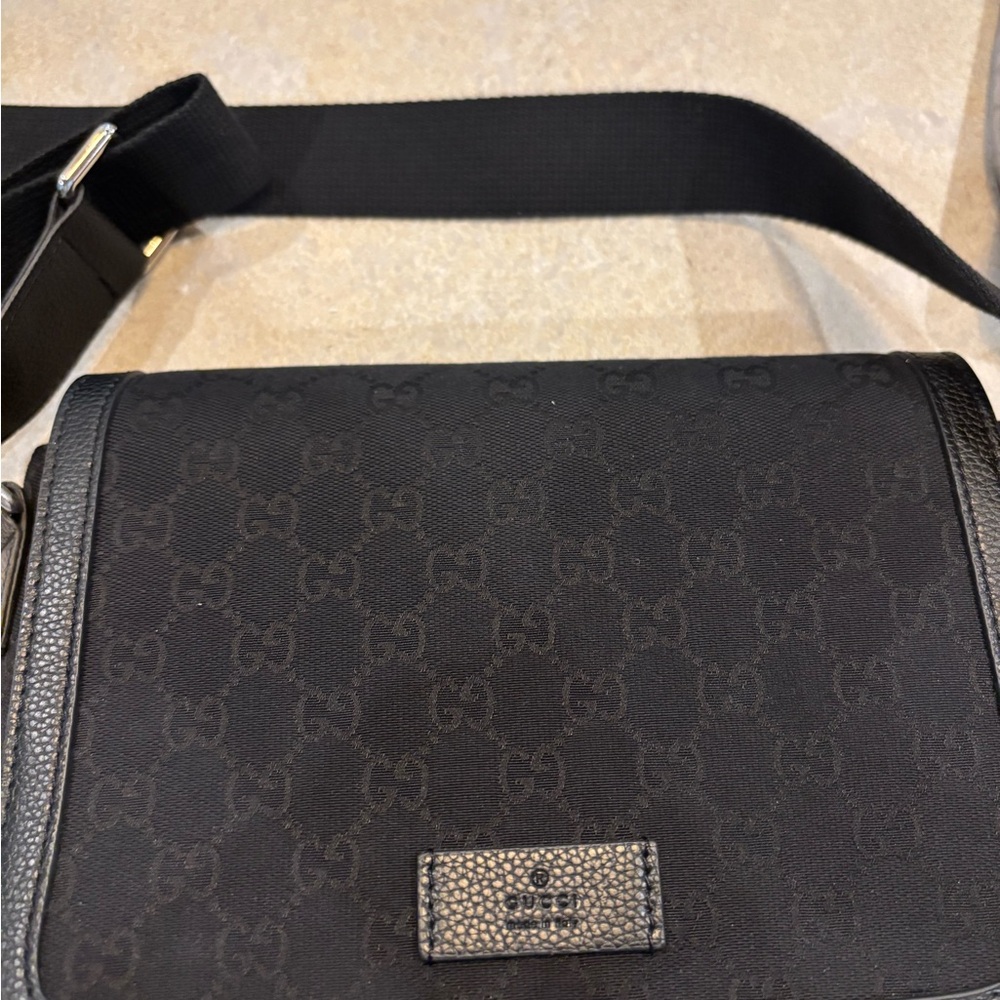 Gucci Black Monogram Messenger Bag